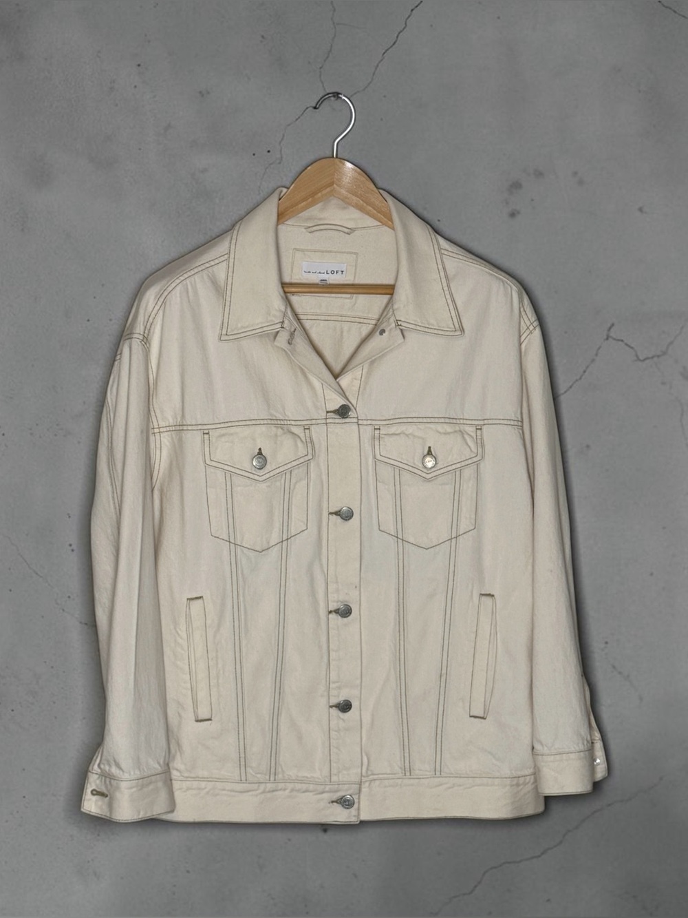 Slouchy lightweight Denim Jacket, Cream, Loft, Womens Size Large, Casual